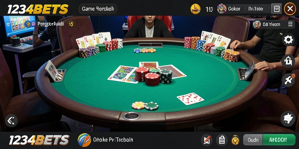 Screenshot gameplay 1234BETS menampilkan aksi seru permainan Poker.