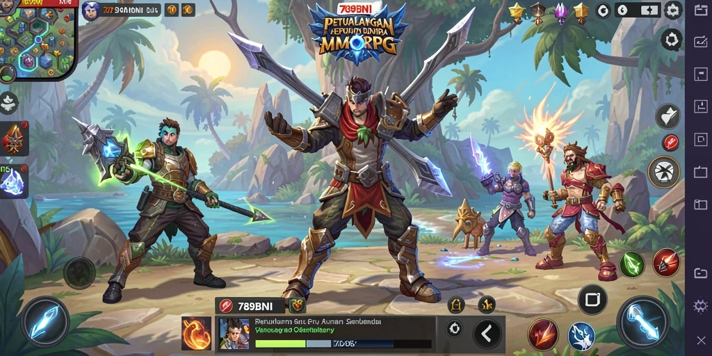 Screenshot gameplay 789BNI menampilkan pertempuran seru dalam dunia MMORPG.