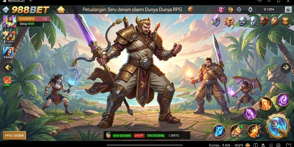 Screenshot 988BET menampilkan aksi pertarungan seru dalam dunia RPG.