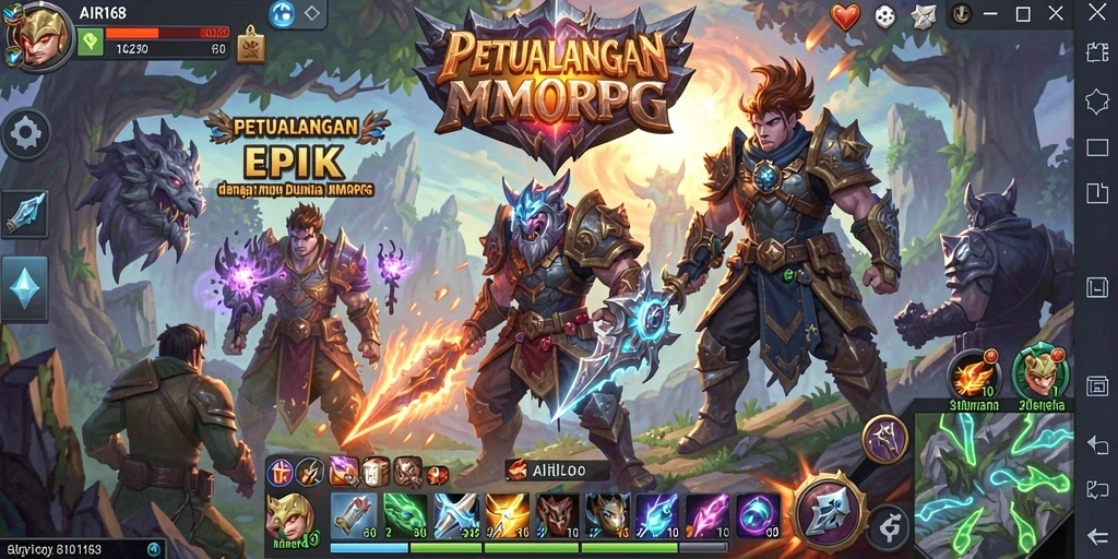 Tangkapan layar dari gameplay seru <strong>AIR168</strong> dengan pertarungan epik dalam MMORPG.