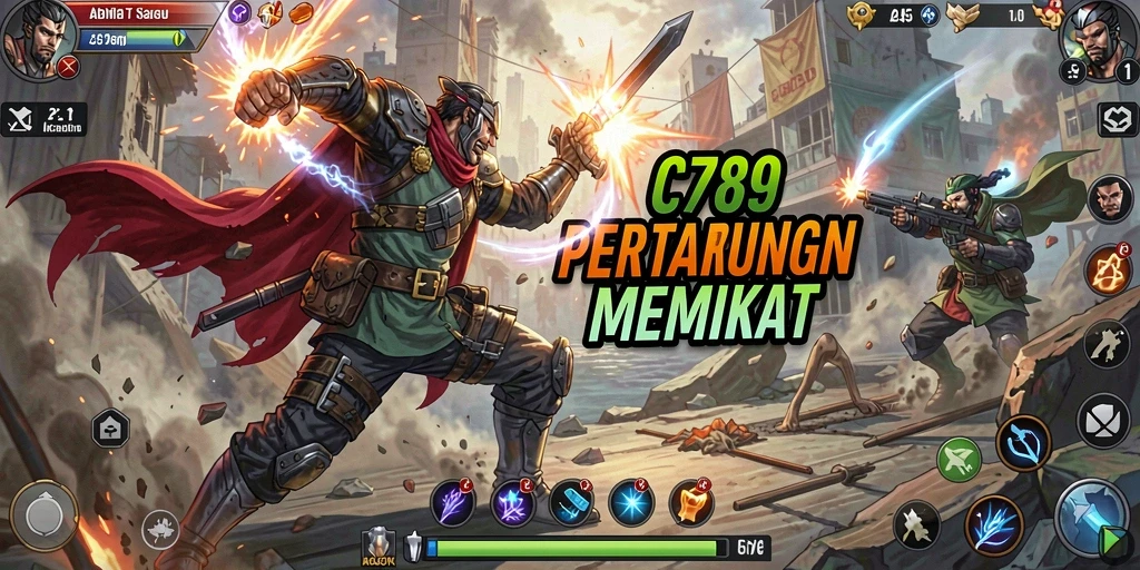 Tampilan gameplay epik dalam pertarungan seru di C789.