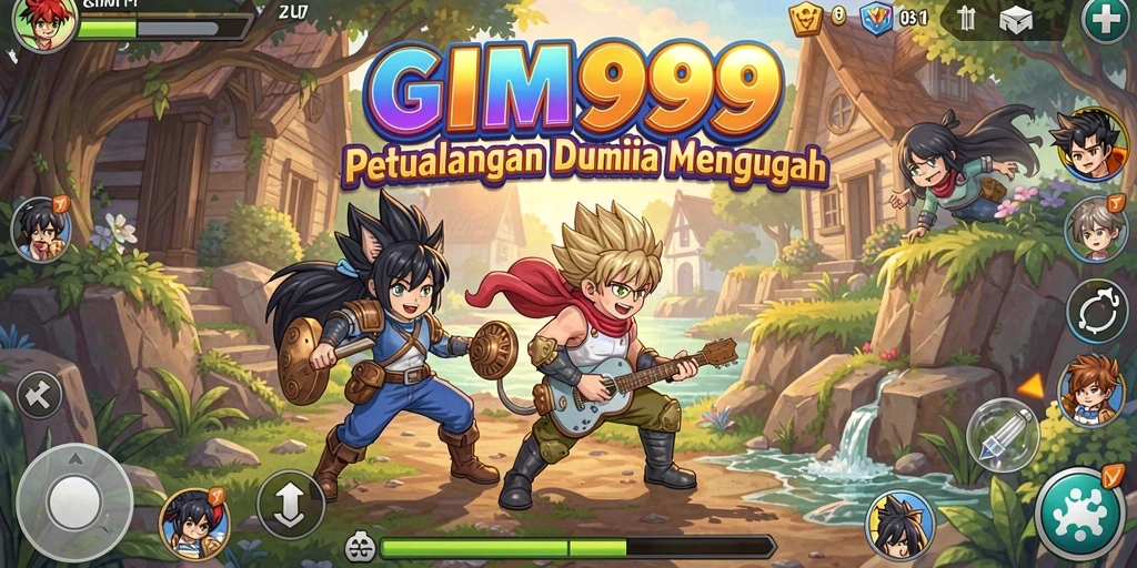 Tampilan aktif gameplay GIM999 dengan karakter Anime yang beragam.