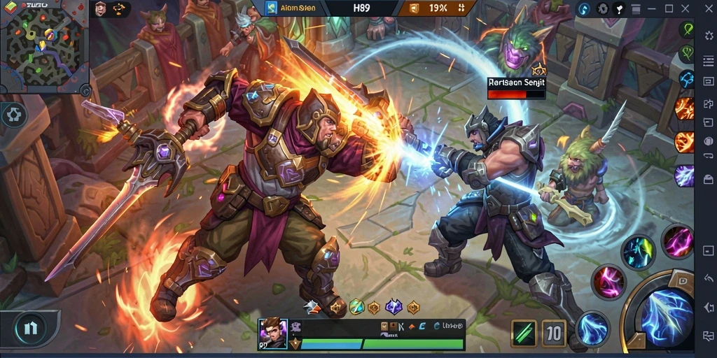 Gambaran gameplay H89 yang seru dan kompetitif dalam arena MOBA.