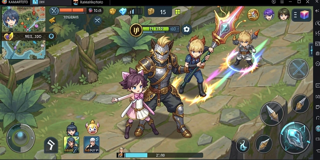 Tangkapan layar KAMARTOTO menampilkan karakter anime dalam pertempuran epik.