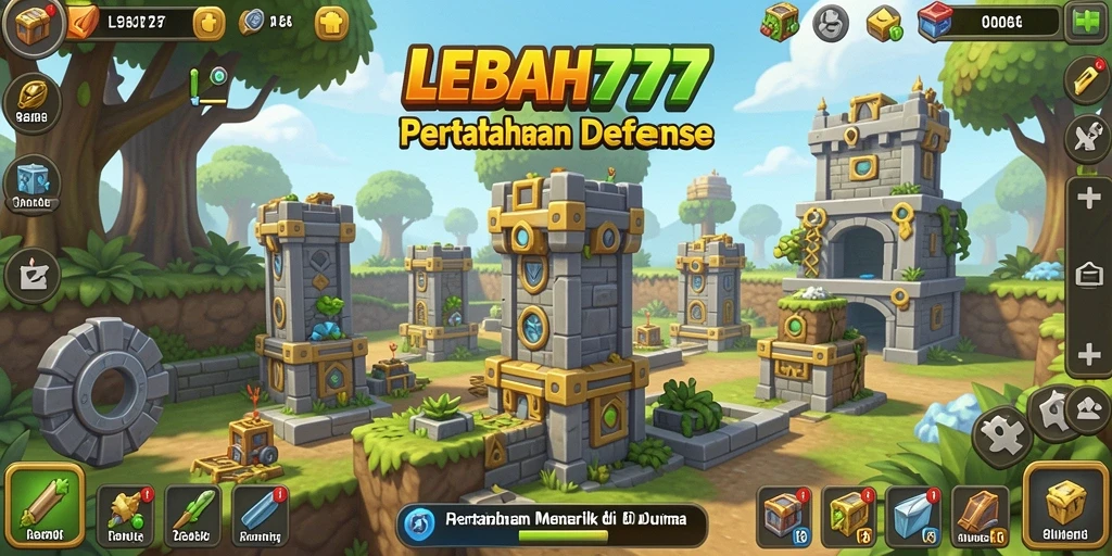 Tampilan gameplay seru dari LEBAH777 di mana pemain melindungi tower.