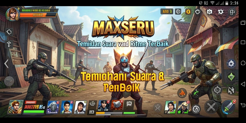Tampilan gameplay <strong>MAXSERU</strong> dengan berbagai pilihan lagu dan tantangan seru.