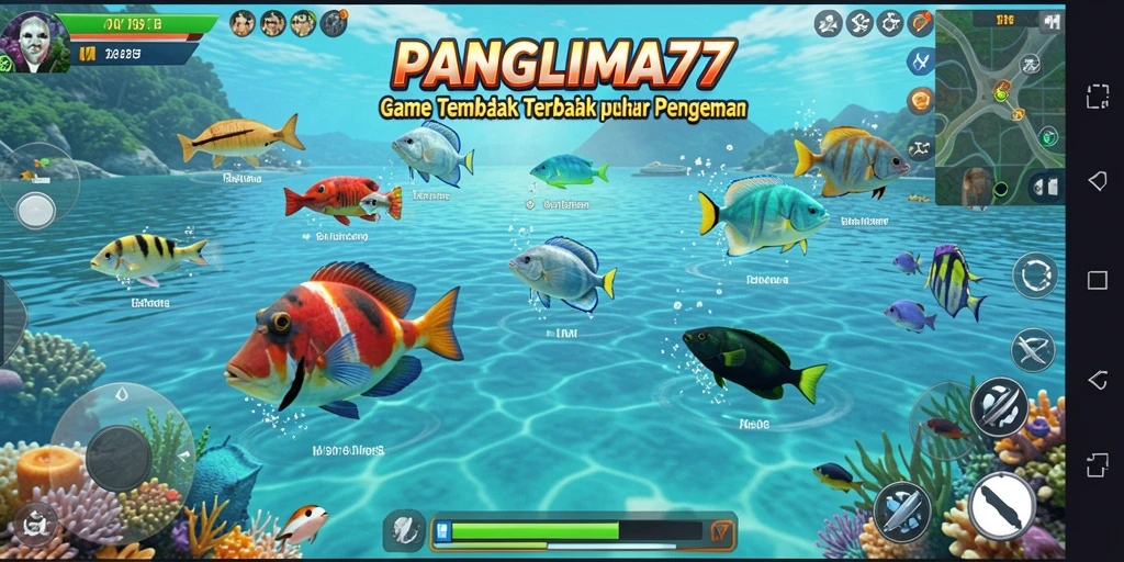 Screenshot utama PANGLIMA77 menampilkan aksi seru Tembak Ikan.
