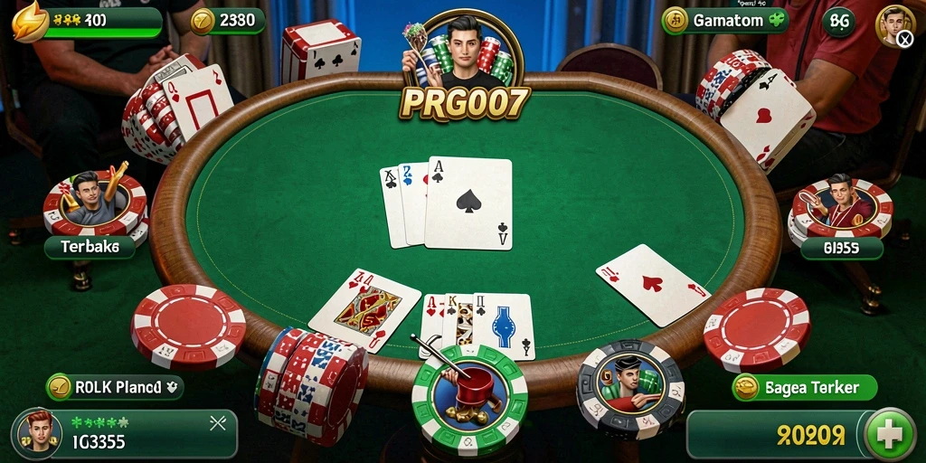 Screenshot gameplay PRG007 menampilkan suasana poker yang menarik dan dinamis.