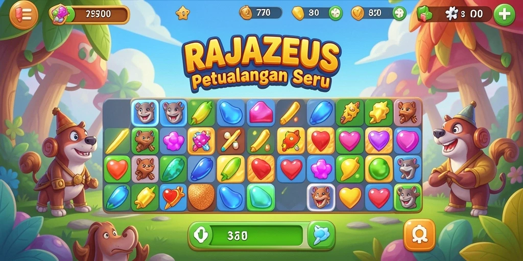 Tangkapan layar menampilkan permainan Match-3 yang menawan.