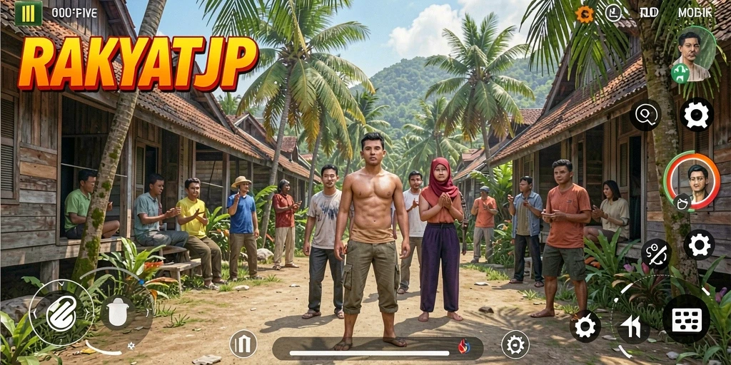 Screenshot gameplay RAKYATJP menampilkan aktivitas simulasi kehidupan yang menarik.