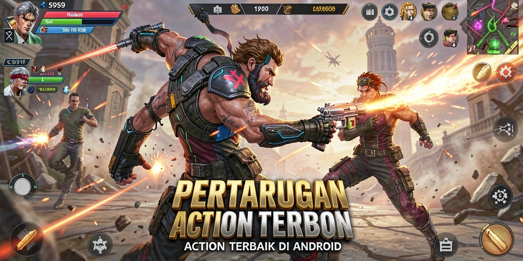 Screenshot gameplay Action S9S9 menampilkan karakter bertarung melawan musuh.