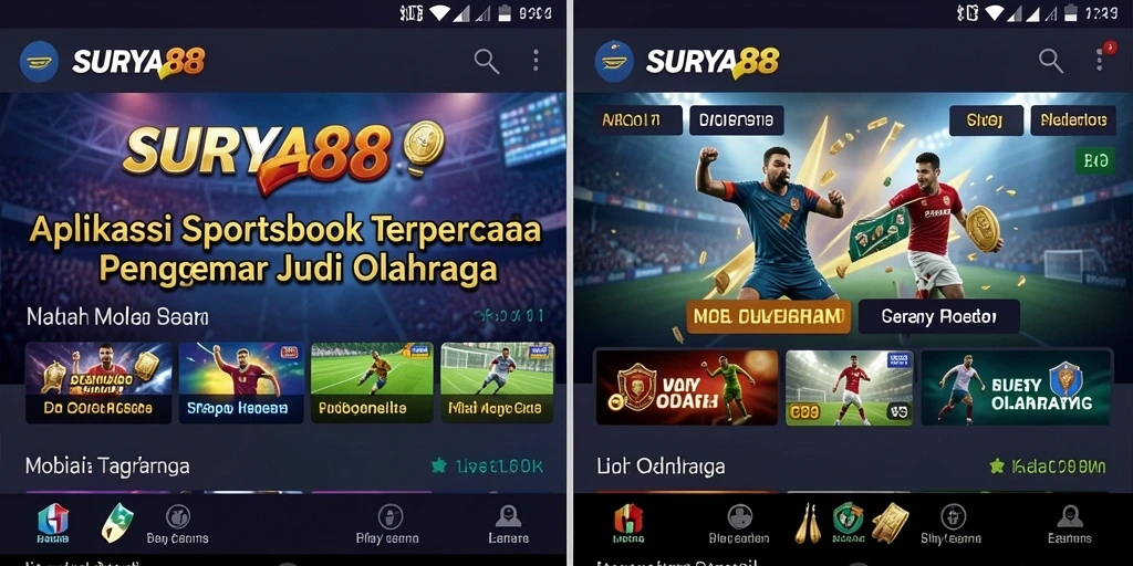 Tampilan gameplay SURYA88 dengan berbagai pilihan taruhan olahraga.