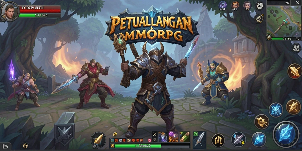 Menampilkan karakter dan lingkungan dalam petualangan MMORPG yang menawan.